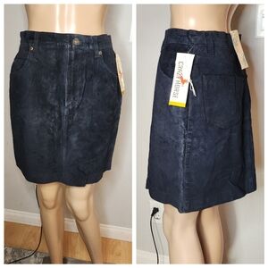 NWT Vintage Crazy Horse Genuine Suede Leather Black Mini Skirt Size 9/10 Small